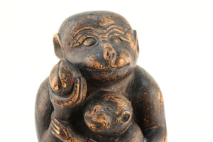 Sculpture of Monkey Family in Wood (6719744802973)