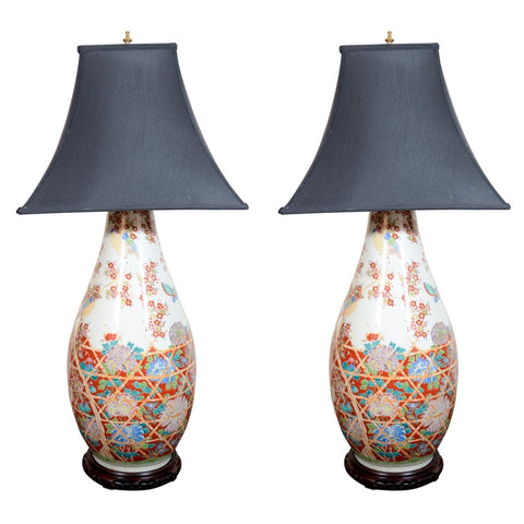 Pair of Japanese Imari Porcelain Vases as Lamps