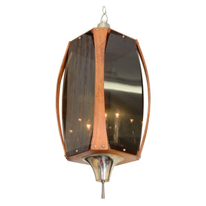 Modernist Hanging Pendant Light with Walnut Frame 1960s (6719547932829)