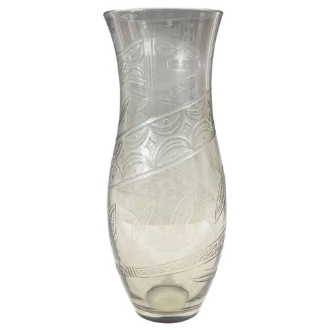 French Smoked Art Glass Vase with Snake Design