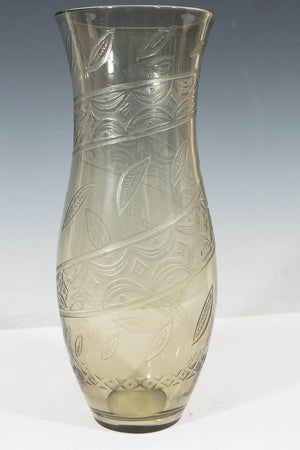 French Smoked Art Glass Vase with Snake Design (6719610060957)
