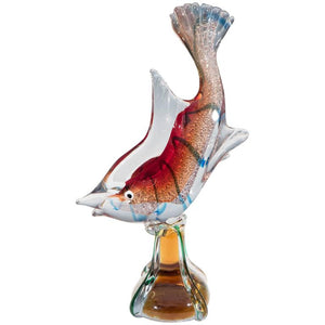 Modern Fish Sculpture in Sommerso Murano Glass with White Gold Flakes (6719577424029)