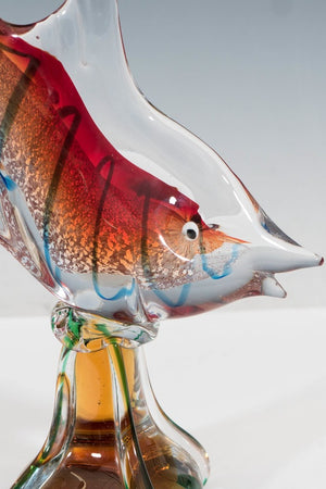 Modern Fish Sculpture in Sommerso Murano Glass with White Gold Flakes (6719577424029)