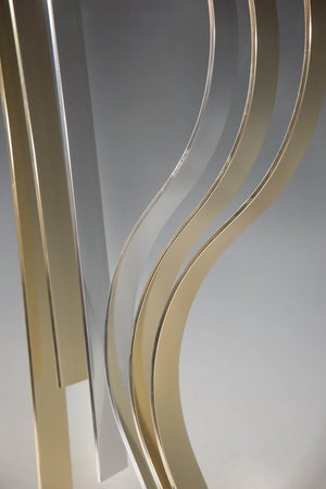 Kinetic Flame Sculpture in Brass and Chrome on Lucite Base by Dan Murphy, Signed (6719603015837)